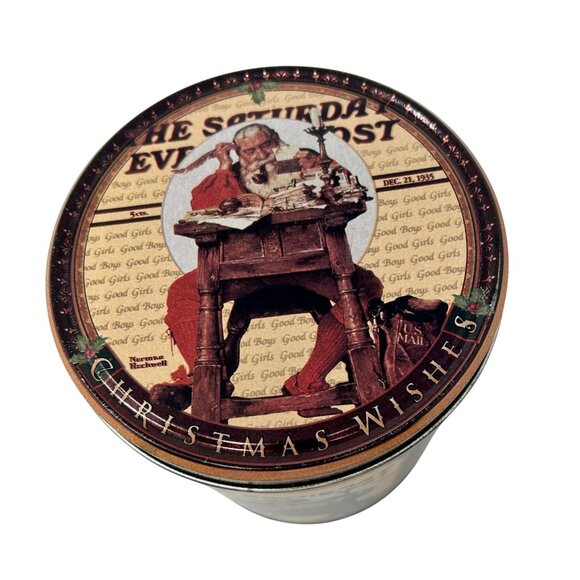 Vintage Norman Rockwell's Saturday Evening Post with Santa Christmas Wishes Tin‎ - Picture 4 of 8
